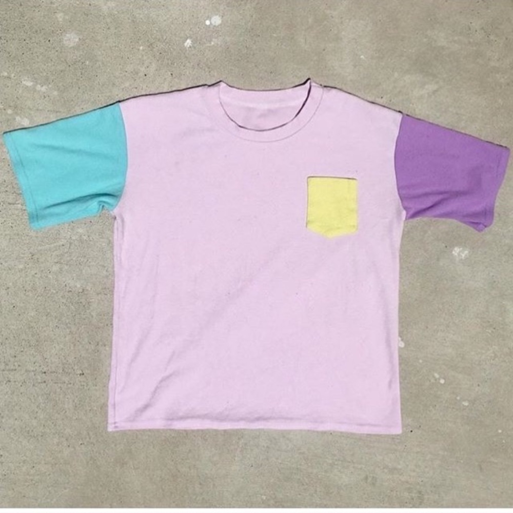Colorblock Vintage Tee T-shirt Cotton
